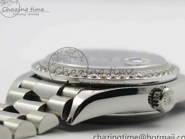 Good Copy Rolex Watches Markers Dial Best Gray Datejust Maker 3091 SS Crystals 31mm on Bracelet 278275 Flexible BP Bezel SS Crystal President Edition 0111